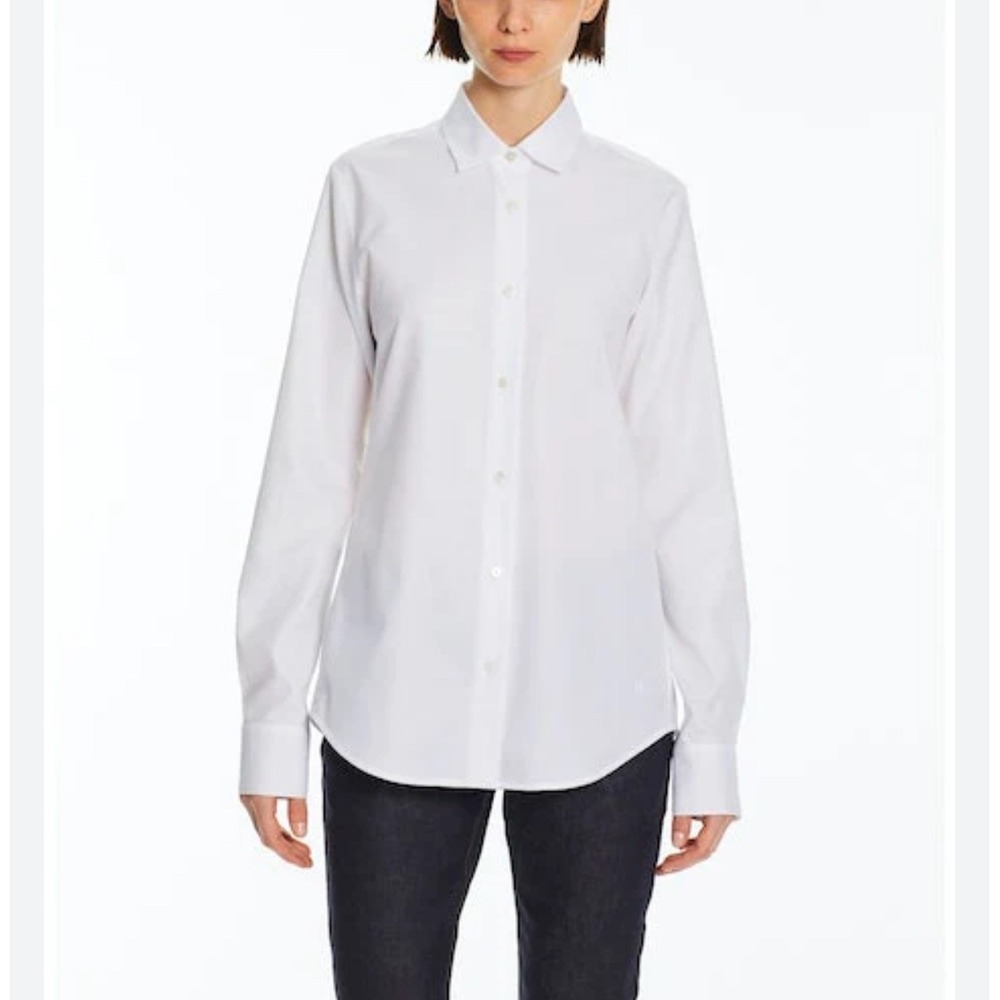 Lareida 960 Pauline White Long Sleeve Button-Up Shirt Cotton Blend Stretch SZ 40